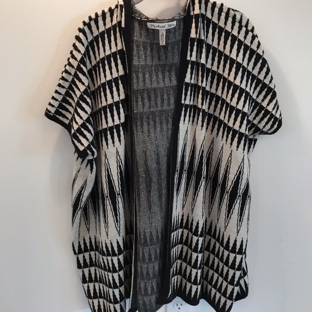 Knitted Open Tunic Cardigan with Hood